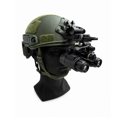 BNVD 3150 helmet-mounted setup viewed from an oblique angle