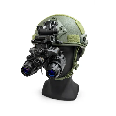 BNVD 3150 binocular night vision goggles mounted on a helmet