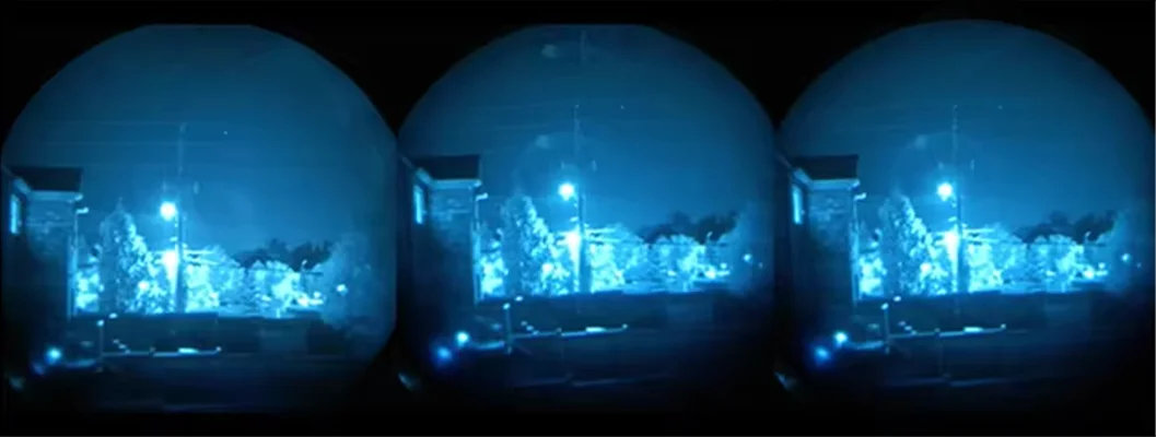 Outdoor night scene through Carson, RPO 3.0 and QCNV lenses, from left to right