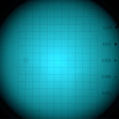 Grid target showing line geometry and brightness across the field