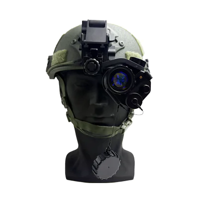 Front view of the PVS-14 helmet-mounted setup
