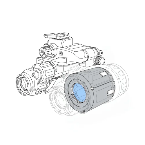 Gen3 IIT layout line drawing for dual-tube binocular night vision